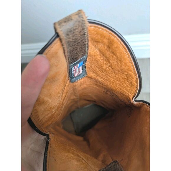 Vintage J Chisholm Western Cowboy boots brown genuine leather Mens 9 EE Wide - Picture 8 of 11